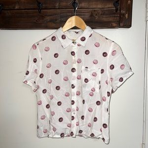 Japna white button up crop blouse